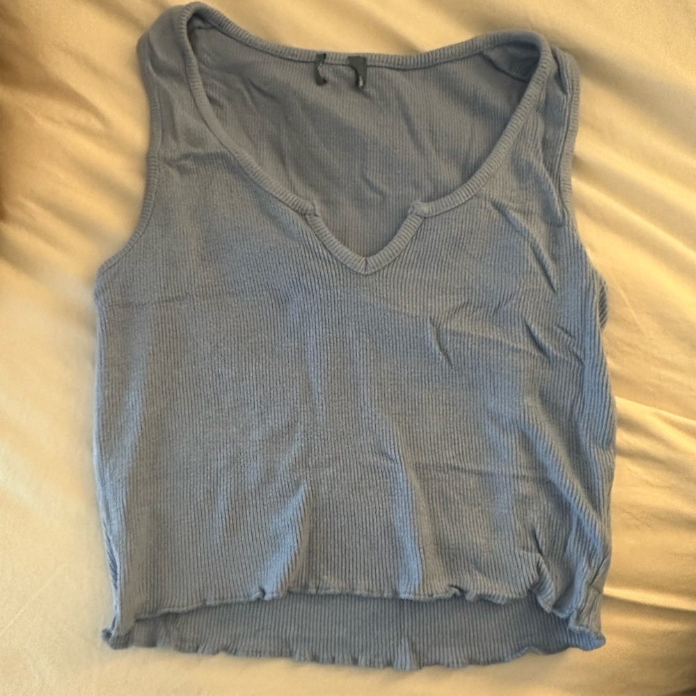 Blue Sleeveless Knit Top